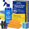 Professional Car Clay Bar Kit – 6 Pack Detailing Set with Lubricant Spray, Microfiber Towels, and Gloves for Paint Decontamination