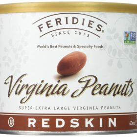 FERIDIES Redskin Virginia Peanuts, 36 oz Can – Super Extra Large, Roasted with Skins for Hearty Flavor