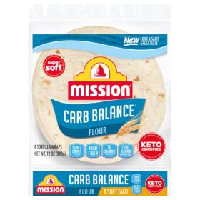 Mission Carb Balance Soft Taco Flour Tortillas – 8 Count, Keto Friendly, High Fiber, Low Net Carb, No Sugar Added