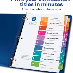Avery Ready Index Table of Contents Dividers, 10-Tab Set, 3-Ring Binder Hole Reinforced, Multicolor, Laser & Inkjet Printer Compatible (11135)