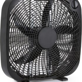 Amazon Basics 20-Inch 3-Speed Box Fan - Lightweight Indoor Electric Cooling Fan with 5 Blades, 67W, Compact Black Design