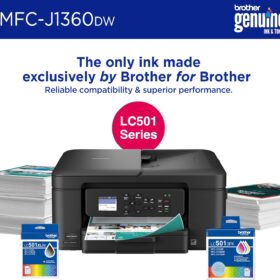 Brother MFC-J1360DW Wireless Color Inkjet All-in-One Printer with Duplex Printing, Auto Document Feeder, and 1.8” Color Display | Works with Alexa