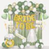 Amandir Sage Green Bachelorette Party Decorations Kit – 86 Piece Bridal Shower Set with Gold Confetti Balloons, Bride Sash, Veil & Photo Booth Props