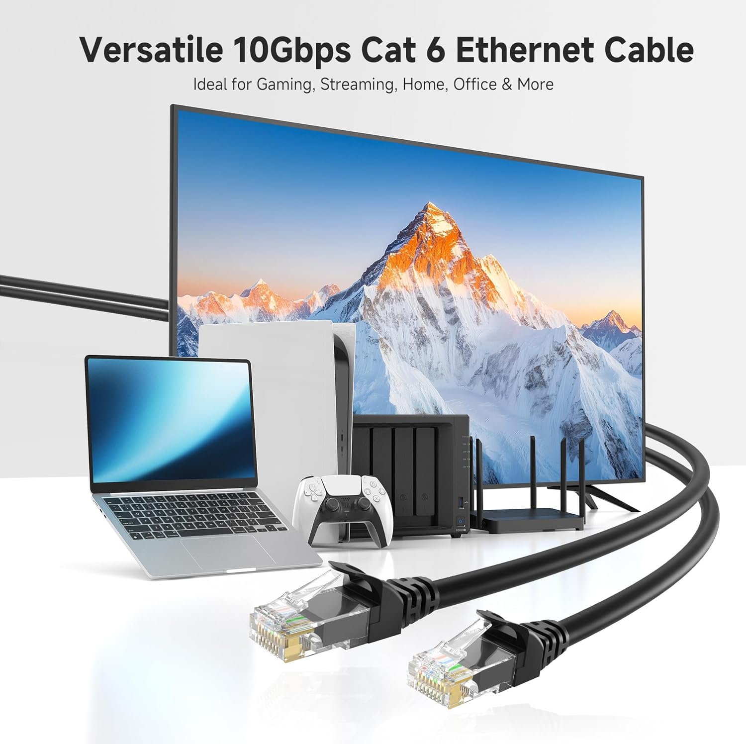 Cable Matters 1 ft Black Cat6 Ethernet Cable – 10Gbps High-Speed Snagless Patch Cord (24AWG Bare Copper)