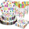 175-Piece Happy Birthday Party Supplies Kit - Disposable Plates, Napkins & Cups Tableware Set - Serves 25 Guests