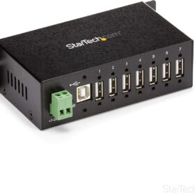 StarTech.com 7-Port Industrial USB 2.0 Hub - Metal DIN Rail Mountable USB Splitter with 350W Surge, ESD Protection & Locking Cable (ST7200USBM)