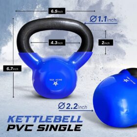 Yes4All Premium Vinyl Coated Cast Iron Kettlebell - Durable, Floor Protecting Strength Training Weight for Home Gym, Full Body Workouts, & Grip Conditioning (5-100 lbs)