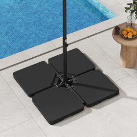 Giantex Heavy-Duty 4-Piece Offset Umbrella Base – 225 lbs Capacity Fillable Cantilever Stand with Water & Sand Reservoirs, Weather-Resistant HDPE Weight Plates for Patio, Poolside & Garden