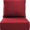 ACTREST Luxury 24x24 Inch 6-Inch Thick High-Density Outdoor Patio Cushions Set - Water, Fade & UV Resistant Olefin Chair Pads with Zippered Covers for Dining, Rocking, and Sectional Furniture (Red)