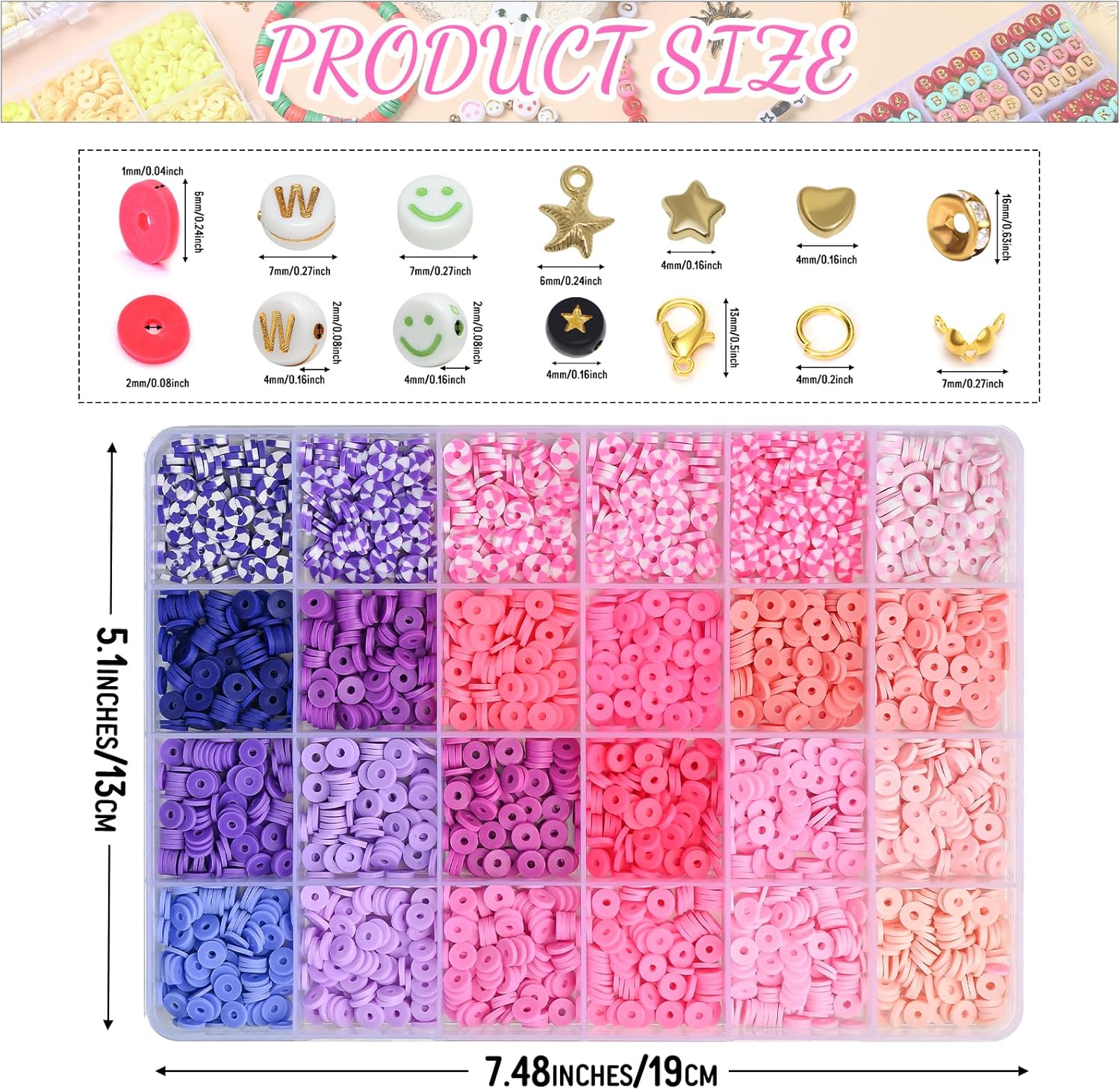 wuzoe Ultimate Clay Bead Kit for Bracelet Making – 16,000+ Pcs 96 Colors Polymer Clay Heishi Beads, Letter Beads & Charms Jewelry Making Kit for Girls, Teens, Crafts Supplies