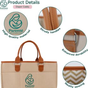 Diaper Caddy Organizer - Portable Nursery Storage Basket with Handle for Baby Essentials, Perfect Shower Gift for Newborns