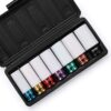 MIXPOWER 7-Piece 1/2" Drive Thin Wall Impact Socket Set – Color-Coded Wheel Rim Protector Sockets with Plastic Sleeves (17mm, 19mm, 21mm, 22mm, 23mm, 24mm, 27mm)