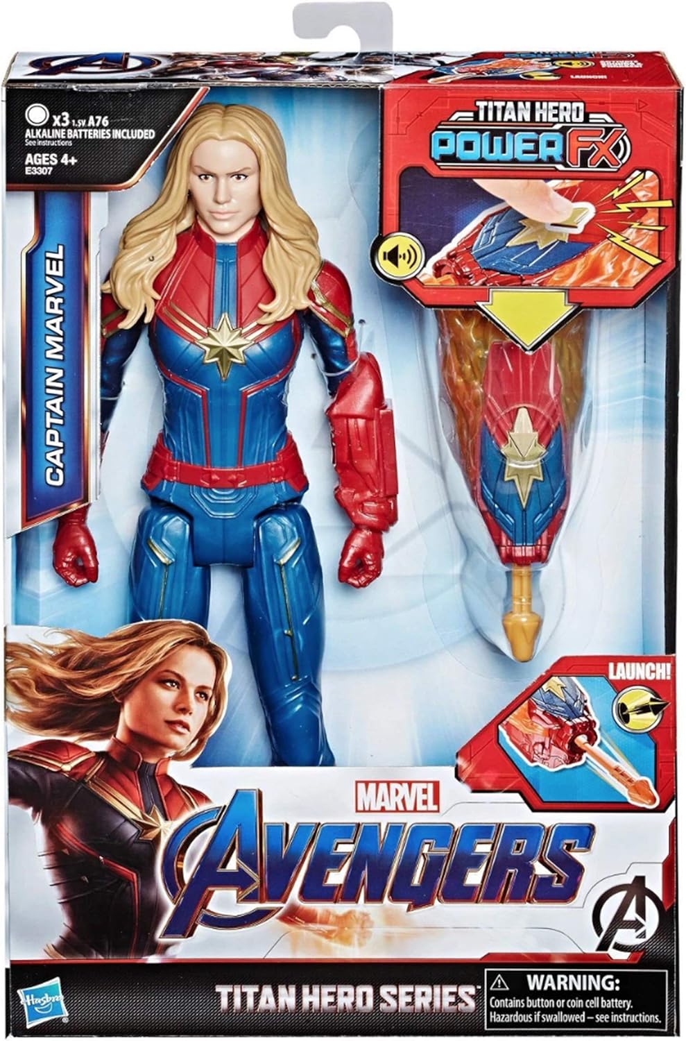 Marvel Avengers: Endgame Titan Hero Power FX Captain Marvel 12-Inch Action Figure with Launchers & Sounds