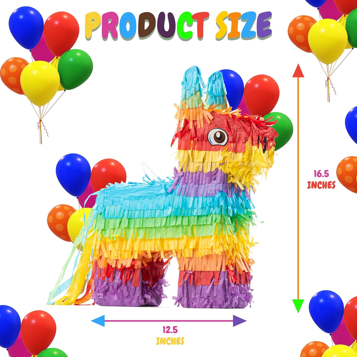 The Award Box Donkey Piñata - 16.5" Fiesta Party Game & Mexican Theme Decoration for Birthdays, Cinco de Mayo & Taco Tuesdays