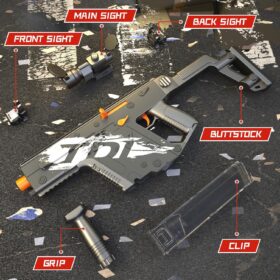 Automatic Shell Ejecting Foam Blaster Toy Gun with Scope, 100 Darts & 40 Shells – Outdoor Tactical Target Shooting Kit for Kids & Adults