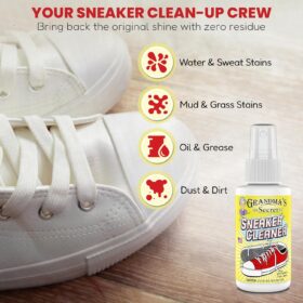 Grandma's Secret Sneaker Cleaner – 3oz Fast-Acting Stain Remover Spray for Leather, Canvas, and Rubber