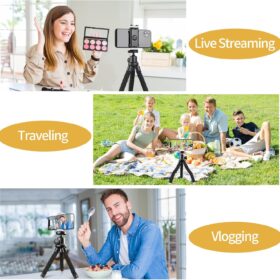 Sensyne Flexible Phone Tripod with Wireless Remote & Phone Holder - Portable Mini Travel Stand for Vlogging, Live Streaming & Photography