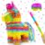 16" Rainbow Donkey Piñata Set with Stick & Blindfold & 6 Mini Table Toppers - Fiesta & Taco Tuesday Party Decorations