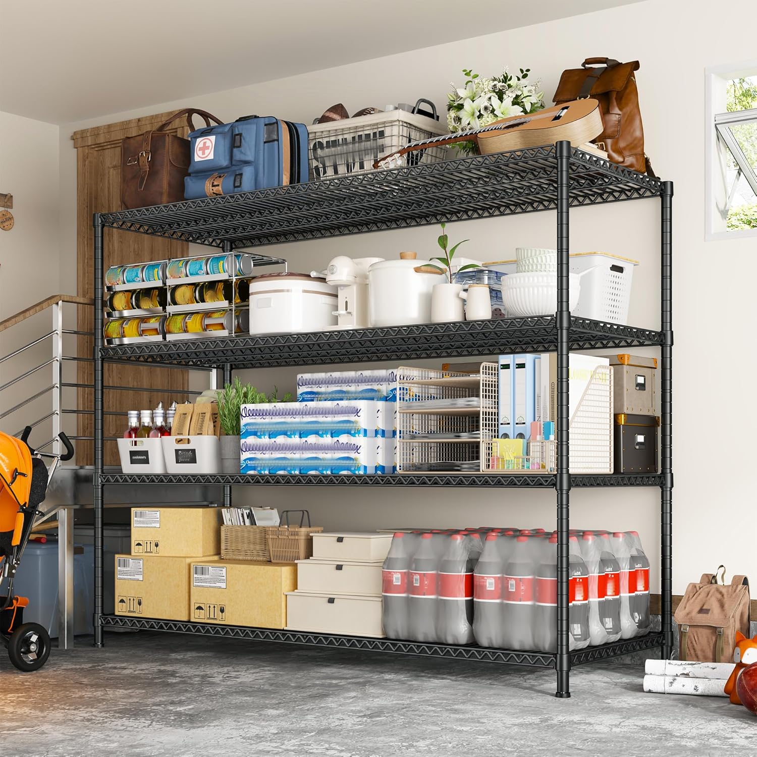 68-Inch Wide Heavy Duty Wire Shelving Unit - 2500 lbs Capacity Adjustable Steel Storage Rack for Garage, Kitchen, Pantry, and Warehouse (68.1" W x 20.9" D x 70.9" H)