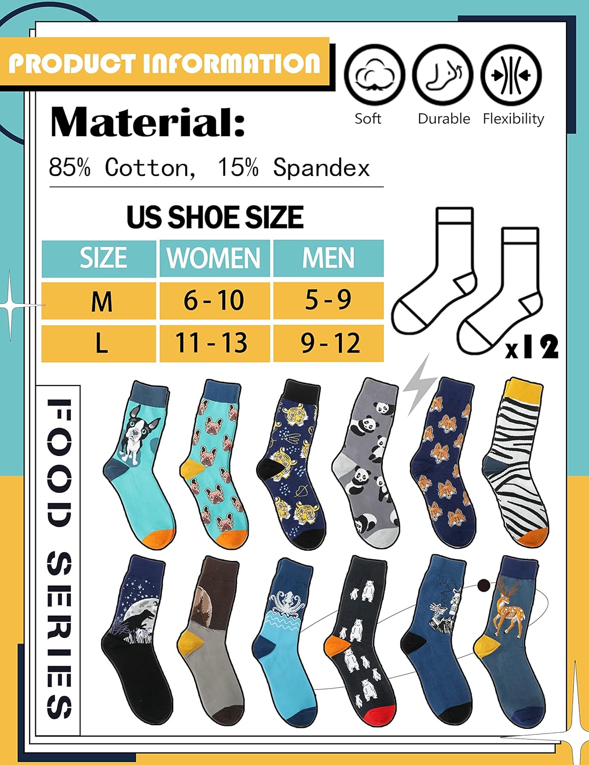 MOGGEI Novelty Funny Socks - Breathable Cotton Crew Socks with Hilarious Prints - Fun Gag Gift for Men & Women