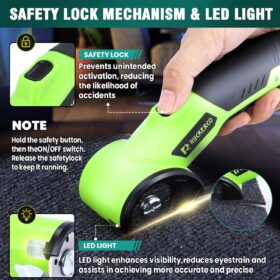 4V Cordless Electric Scissors – Rechargeable Rotary Box Cutter with 2 Blades, LED Light & Safety Lock for Cardboard, Fabric, Leather, Carpet & DIY Crafts