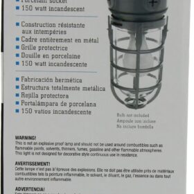 Designers Edge L1706 Vandal Resistant Security Light - Heavy Duty Industrial Cage Ceiling Mount with Tempered Glass Lens, Silver, 150W