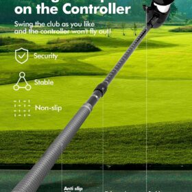 SecureLock VR Golf Club Attachment for Meta Quest 2, 3, 3S & Pro - Adjustable Length Aluminum Handle with Enhanced Grip - Right Hand Controller Accessory