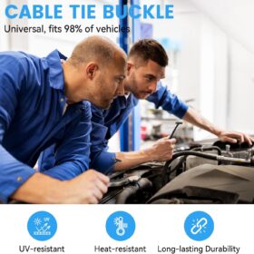 100-Piece Universal Nylon Cable Tie Buckles – Heavy-Duty UV-Resistant Retainer Clips for Auto Bumpers, Fenders, and Home Repair