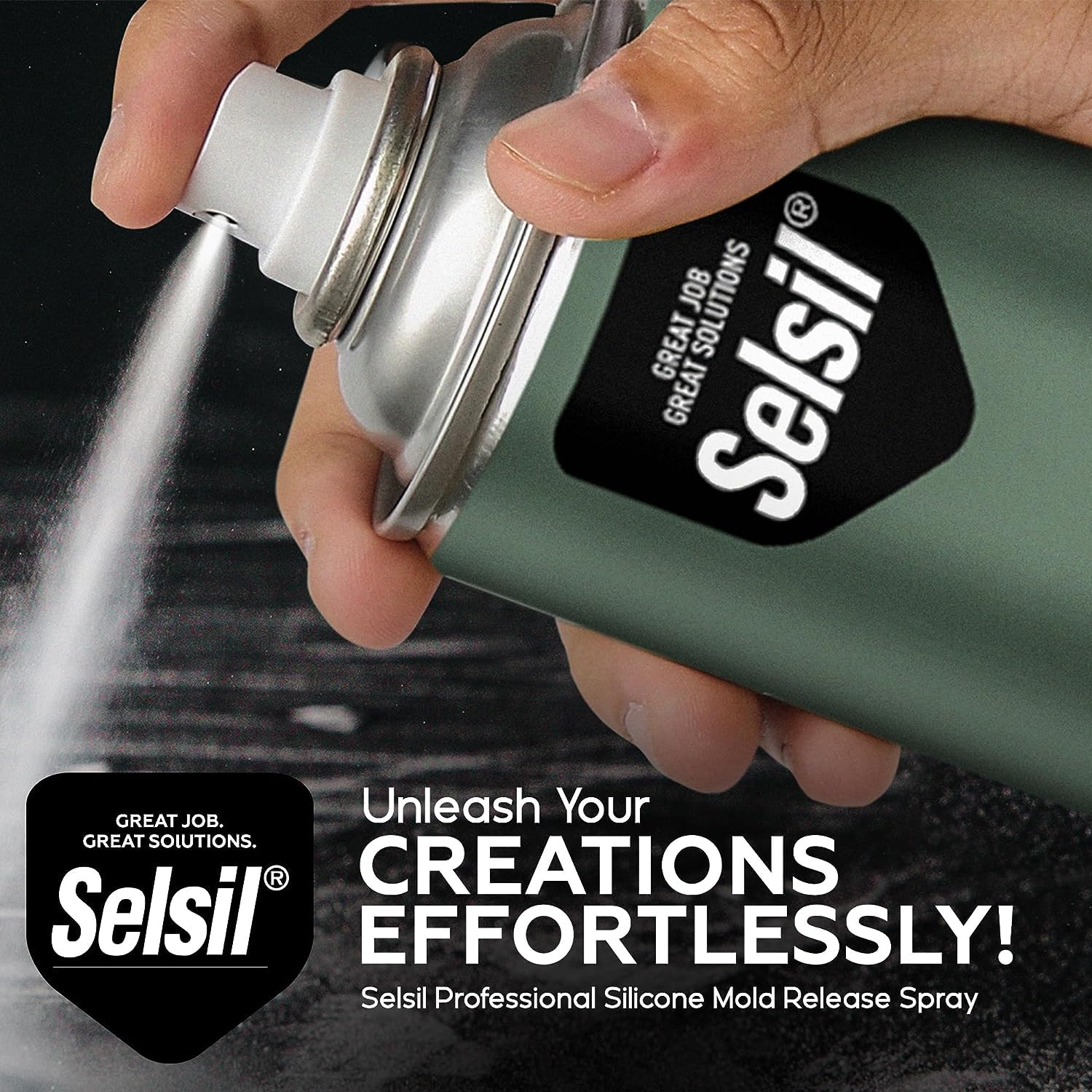 SELSIL Professional Silicone Mold Release Spray – 13.5 fl oz High-Performance Non-Stick Agent for Resin, Rubber & Epoxy Molds (Fast-Drying, Heat Resistant up to 572°F)