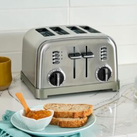 Cuisinart CPT-180P1 Metal Classic 4-Slice Toaster, Brushed Stainless Steel with Extra-Wide Slots, Bagel, Defrost, and Reheat Functions