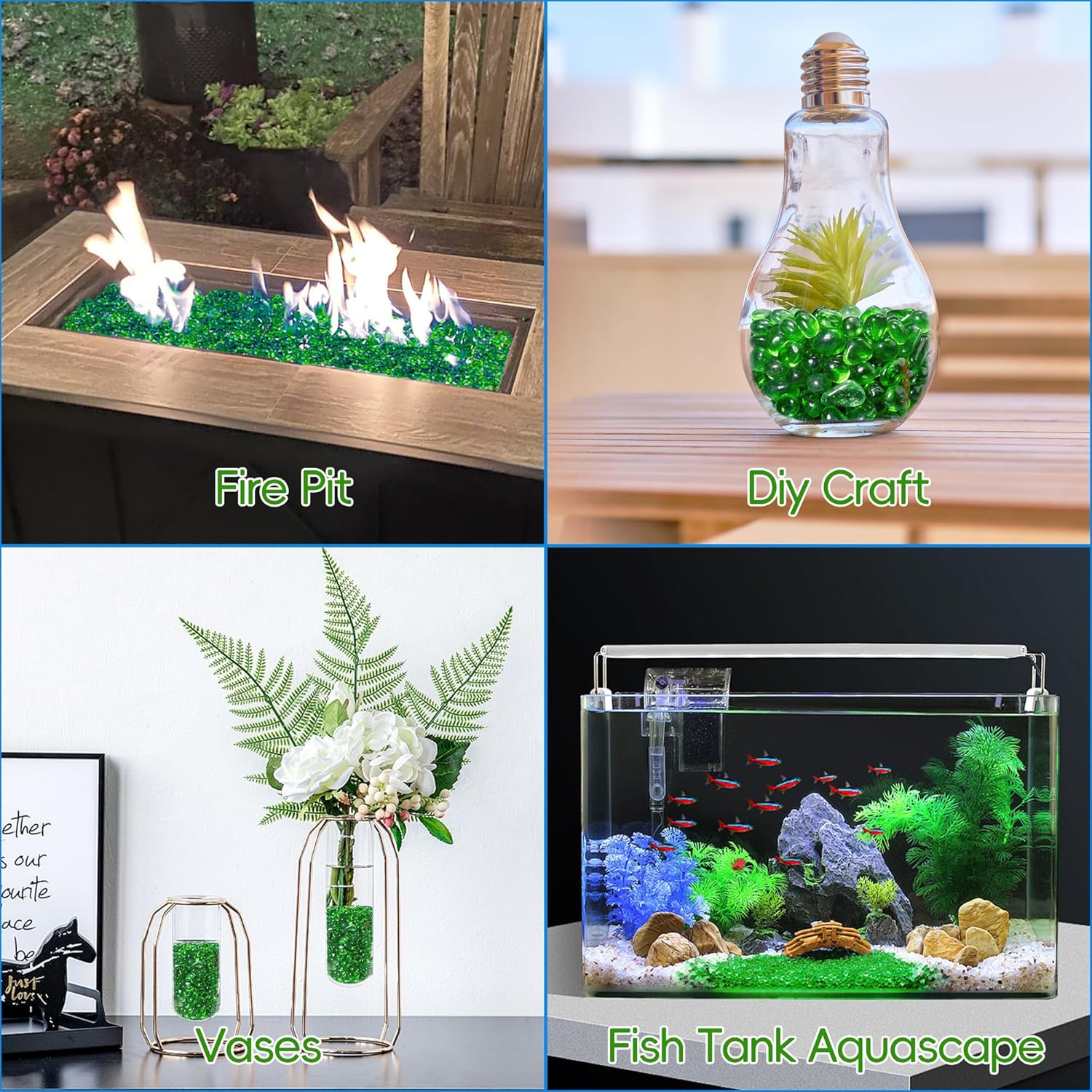 Meschett 1 LB Irregular Rainbow Glass Stones – Non-Toxic Aquarium Gravel & Vibrant Vase Filler