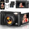 4K Vlogging Camera for Photography with 180° Flip Screen, 64MP Autofocus Point & Shoot Digital Camera, 16X Zoom WiFi for YouTube & Live Streaming (Includes 32GB SD Card & 2 Batteries)