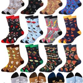 Breathffy 12 Pairs BBQ & Grilling Socks – Novelty Meat & Barbecue Gifts for Men, Women & Grill Masters – Breathable Cotton Crew for Camping & Cookouts