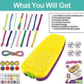 Friendship Bracelet Making Kit for Girls – DIY Arts & Crafts Set with Loom, Patterns, and Storage Box – Creative Travel Toys & Birthday Gifts for Kids & Teens (Ages 7-12)