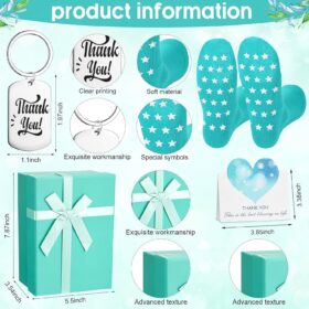 Tioncy 24-Piece Thank You Spa Gift Baskets for Women – Valentine’s, Teacher, Nurse & Employee Appreciation Sets with Mugs, Candles, Socks & Keychains (4-Pack)