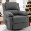 360° Swivel Rocker Recliner – Premium Upholstered Glider Chair with Lumbar Support – Ideal Nursery Glider & Small Space Living Room Furniture (Grey)