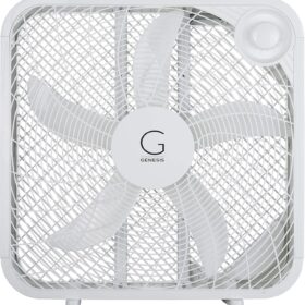 Genesis 20-Inch Box Fan – 3-Speed High Velocity Cooling Fan for Home, Bedroom, and Office with Energy Efficient Copper Motor