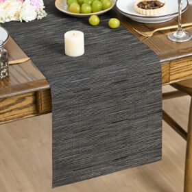 Artoid Mode Modern Gray & Black Vinyl Table Runner - 12x72 Inch Non-Slip, Heat Resistant & Waterproof Farmhouse Table Cover for Dining, Kitchen & Parties