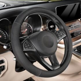 Premium Microfiber Leather Steering Wheel Cover – Anti-Slip, Sweat-Absorbent & Universal Fit (14.5-15 Inch) – Restore Your Car Interior