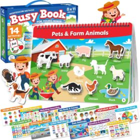 Preschool Montessori Busy Book for Toddlers Ages 3-5 – Pre-Assembled Educational Learning Activities Binder with 15 Themes – Travel Sensory Toy for Kids with Autism – Gifts for 3 & 4 Year Old Boys & Girls