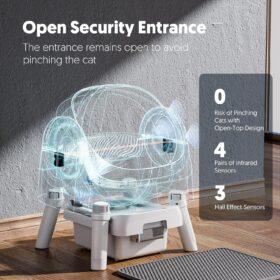 PetPivot Self-Cleaning Litter Box – Open-Top Automatic Cat Litter Box with Ultra-Quiet Motor, Smart Safety Sensors, and 10L Waste Bin for Multi-Cat Homes (Includes Liners & Mat)