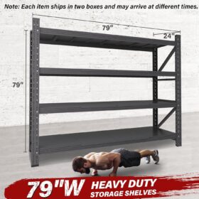 7000LBS Heavy Duty Garage Shelving Unit – 79-Inch Wide Industrial Steel Storage Rack with Adjustable Shelves, 5-Tier Metal Organizer for Warehouse, Basement, and Workshop (79" W x 24" D x 79" H)