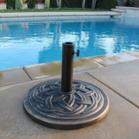 DC America 18-Inch Bronze Cast Stone Umbrella Base - Rust-Free Composite Patio Stand