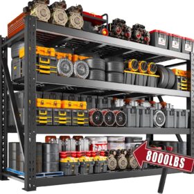 Bepatio 8000LBS Heavy Duty Garage Shelving - 77-Inch Wide 4-Tier Industrial Steel Storage Rack, Adjustable Wire Shelving Unit for Warehouse, Basement, and Commercial Use (77"W x 24"D x 72"H)