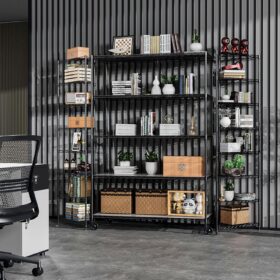 NSF Certified 5-Tier Commercial Wire Shelving Unit – 6000 lb Heavy Duty Adjustable Storage Rack with Wheels, Shelf Liners, and Leveling Feet (48” L x 24” D x 82” H)