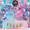 109-Piece Boy or Girl Gender Reveal Party Decorations Kit – All-in-One Bundle with Balloons, Backdrop, Curtains, Cake Toppers & Tablecloths