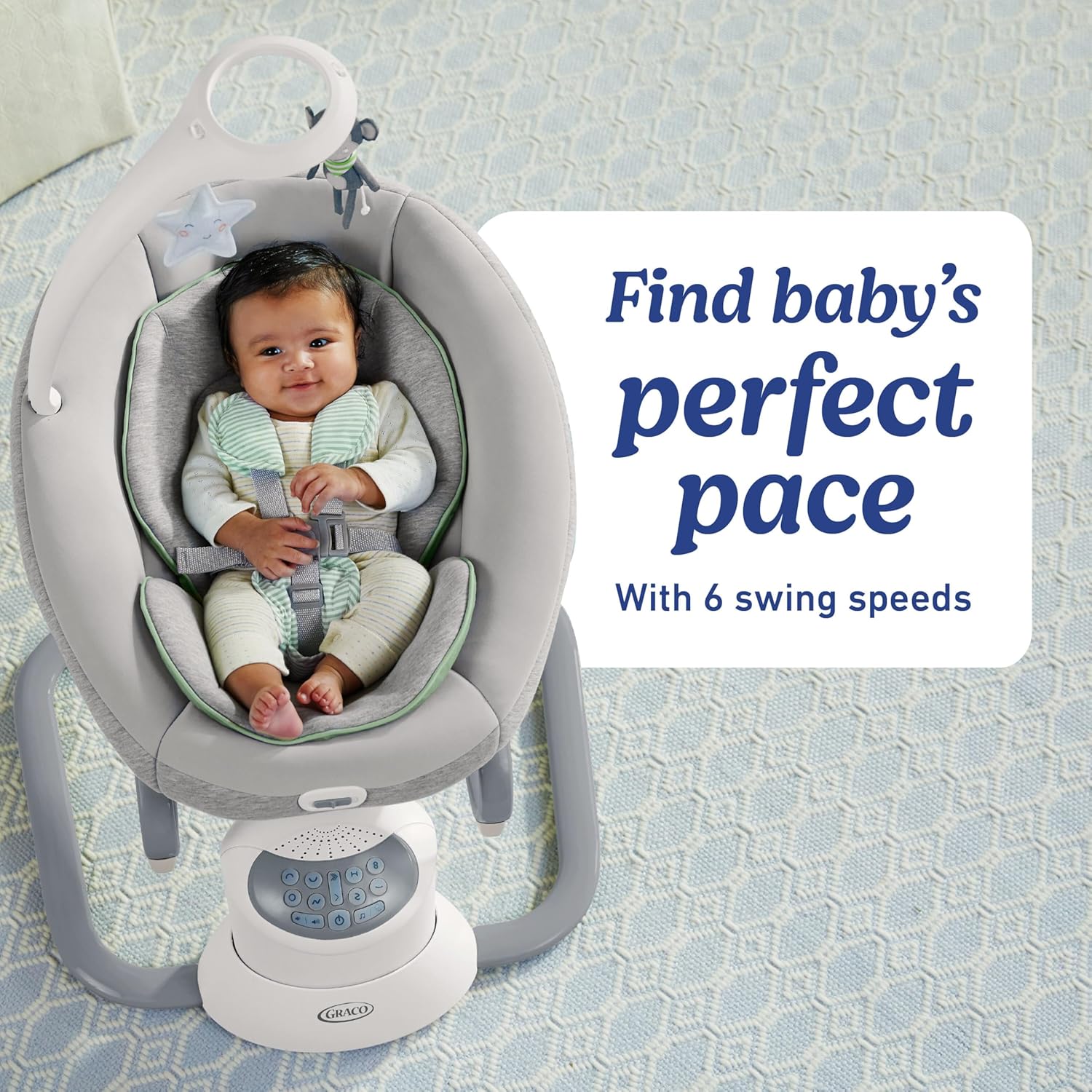 Graco Soothe 'n Calm Baby Swing with Removable Rocker - 8 Motion Directions, Portable Seat & Soothing Sounds
