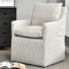 DUHOME Mid-Century Modern Upholstered Armchair – Linen Fabric Living Room Accent Chair with 4 Smooth-Glide Casters