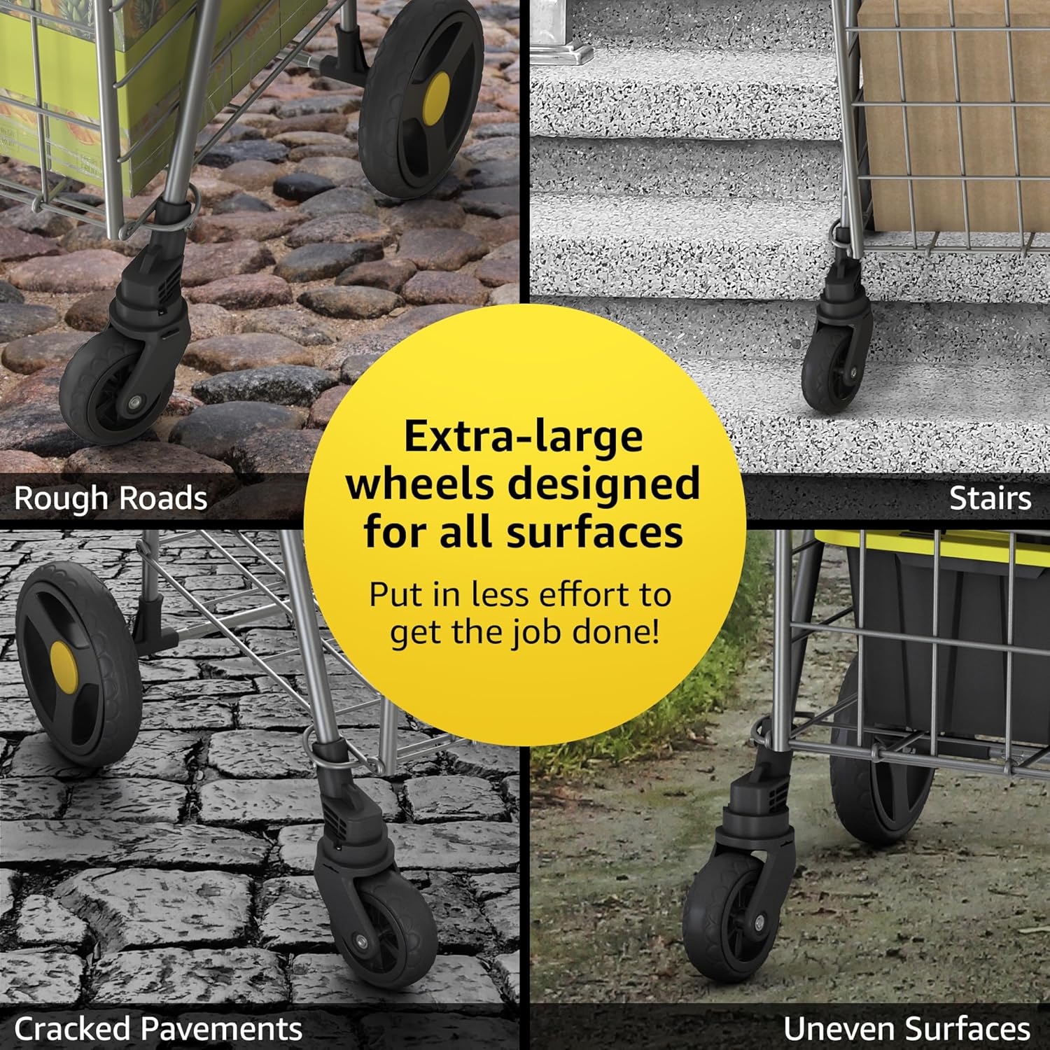 VersaHaul Heavy-Duty Folding Shopping Utility Cart with 360° Swivel Wheels - Lightweight, Collapsible Grocery & Laundry Cart - Silver