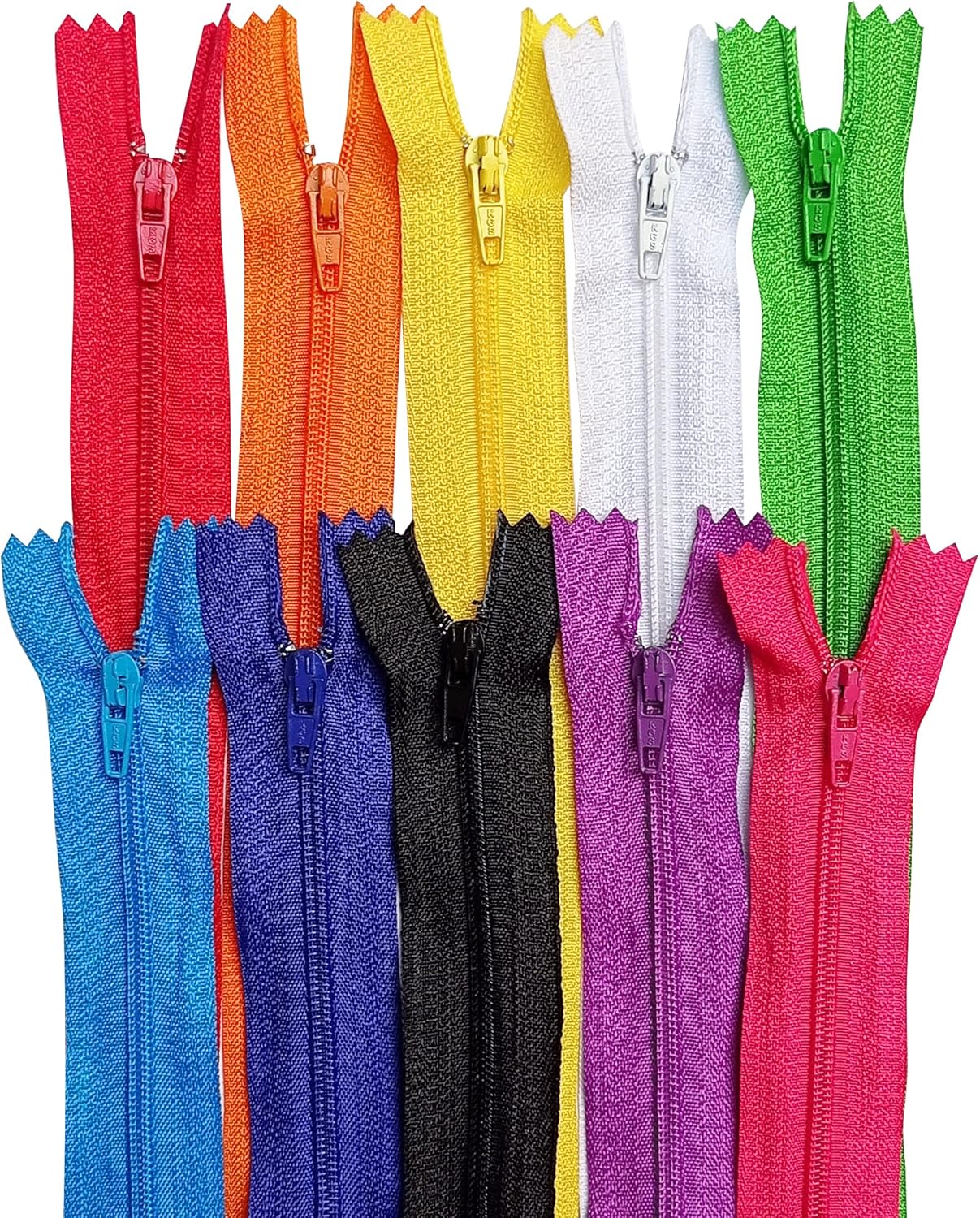 KGS Nylon Zippers for Sewing & Crafts – 4 Inch #3 Zippers (Pack of 10) – Assorted Rainbow Colors for DIY Projects, Dressmaking & Apparel Repair
